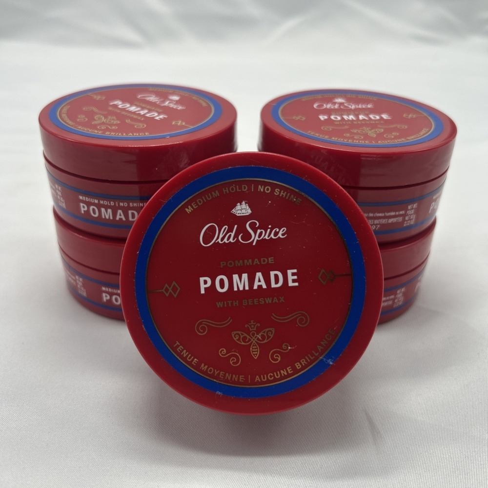 Old Spice Pomade with Beeswax Medium Hold No Shine 2.22 oz Set of 5 NEW